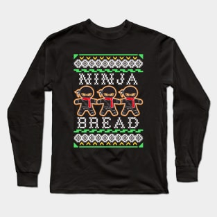 Funny Ninja Bread Gingerbread Ugly Christmas Gift Long Sleeve T-Shirt